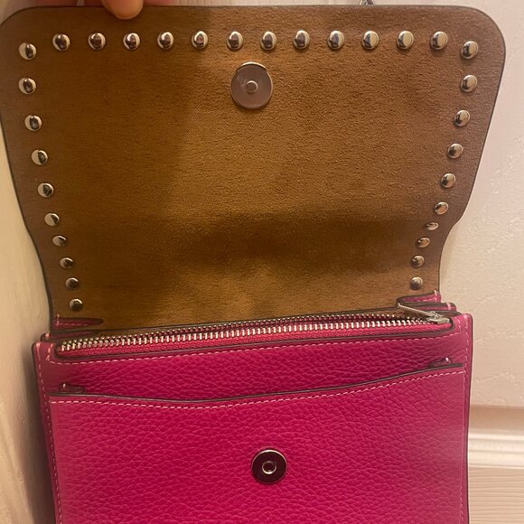Rasberry Pink studded chain COACH purse - Picture 2 of 6